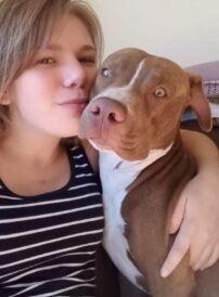 Charlotte with a dog